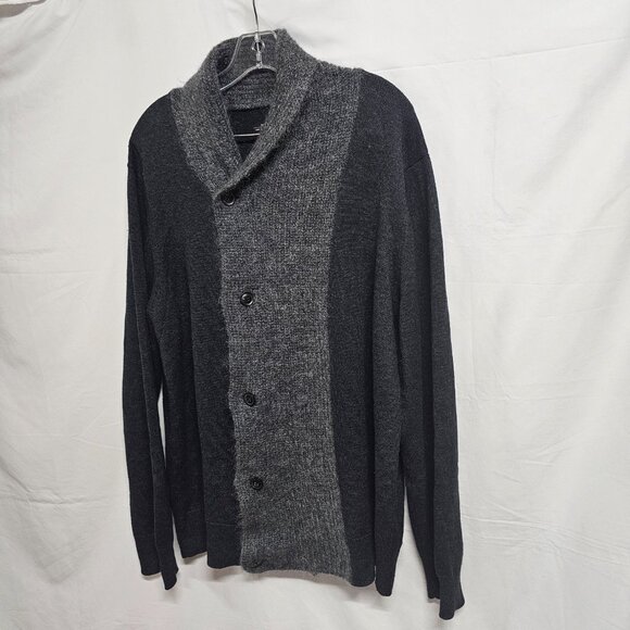 AllSaints Shawl Neck Cardigan Sweater Men Size XXL Gray Charcoal Cotton blend - Picture 4 of 12